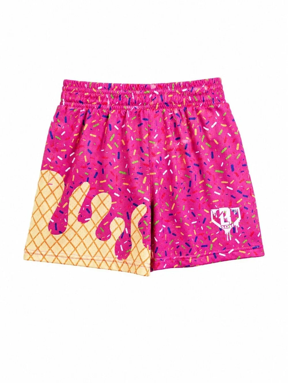 Baseball Lifestyle B 101 Pink Mesh Ice Cream Graphic Print Shorts Kid's Sz M